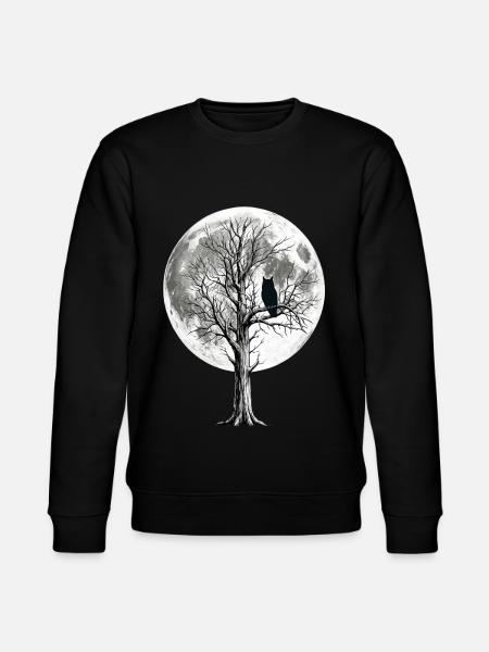 Moon night owl on bare treetop - Stanley/Stella CHANGER Unisex Organic Sweatshirt - black