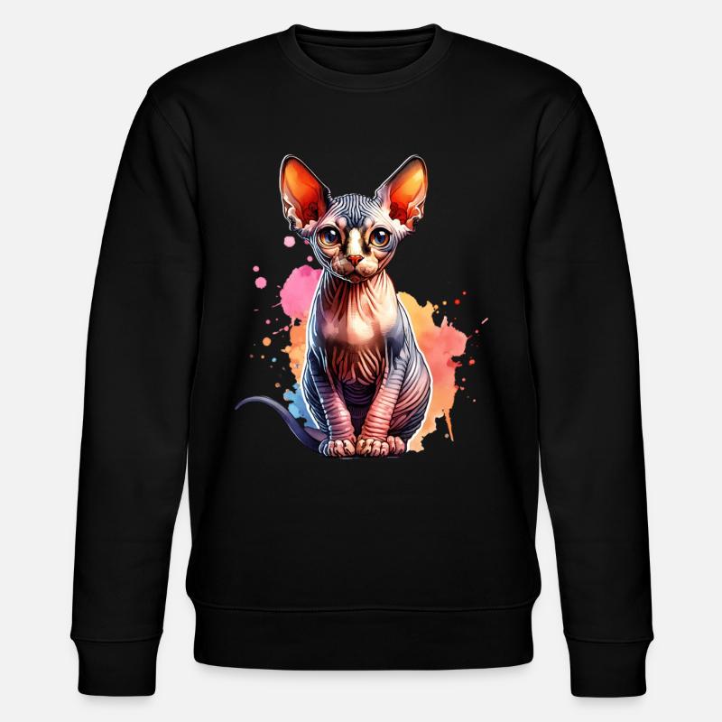 Sphynxkatze Geschenk - Stanley/Stella Unisex Bio-Sweatshirt CHANGER  - Schwarz