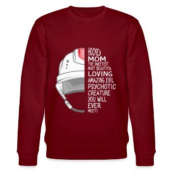 Hockey-Mutter - Stanley/Stella Unisex Bio-Sweatshirt CHANGER  - Burgunderrot - Vorne - Nik (191cm) & Marisol (170cm)
