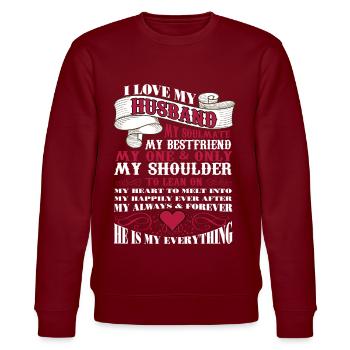 J’aime mon mari - Sweat bio CHANGER Stanley/Stella Unisexe - bordeaux - Devant - Nik (191cm) & Marisol (170cm)