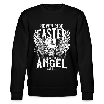 Never Ride Faster - Stanley/Stella CHANGER Unisex Organic Sweatshirt - black - Front - Nik (191cm) & Marisol (170cm)