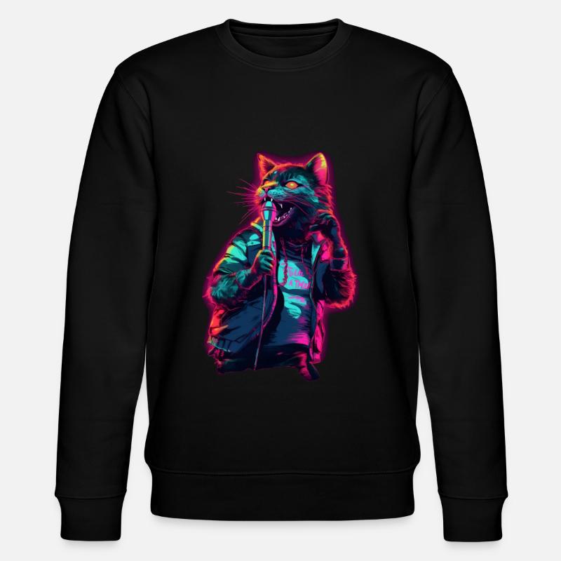 Singende Katze - Stanley/Stella Unisex Bio-Sweatshirt CHANGER  - Schwarz