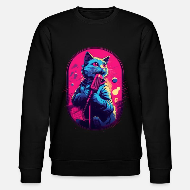 Singende Katze Mikrofon - Stanley/Stella Unisex Bio-Sweatshirt CHANGER  - Schwarz