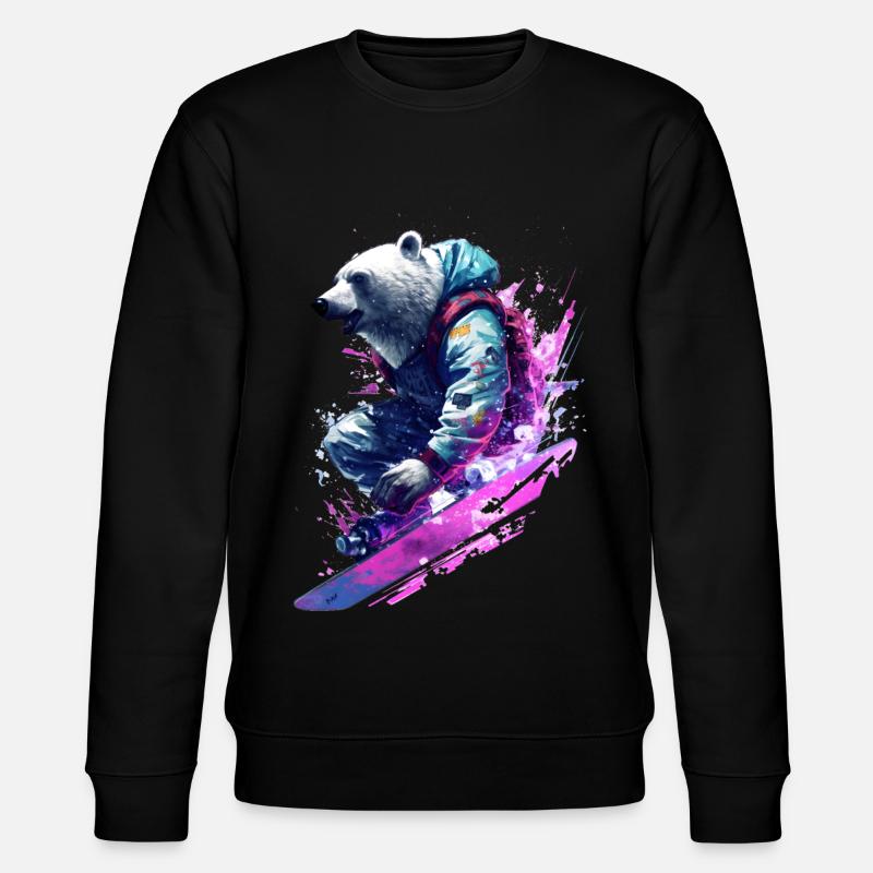 Polar bear on snowboard - Stanley/Stella CHANGER Unisex Organic Sweatshirt - black