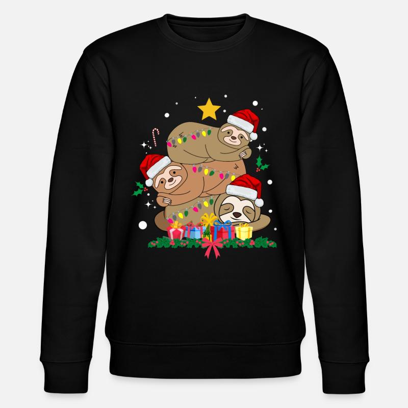 Weihnachtsfaultier - Stanley/Stella Unisex Bio-Sweatshirt CHANGER  - Schwarz