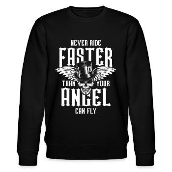 Saying Biker Skull Angel wings - Stanley/Stella CHANGER Unisex Organic Sweatshirt - black - Front - Nik (191cm) & Marisol (170cm)