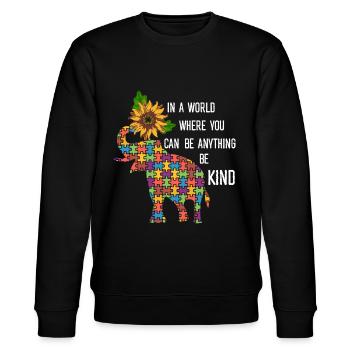 You Can Be Anything Be Kind - Elefant Sonnenblume - Stanley/Stella Unisex Bio-Sweatshirt CHANGER  - Schwarz - Vorne - Nik (191cm) & Marisol (170cm)