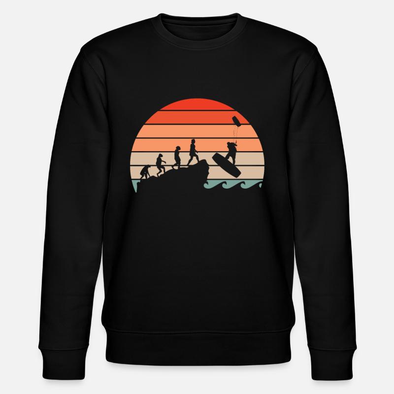 Kitesurfer Evolution Kite Kiteboarding Surfer - Stanley/Stella CHANGER Unisex Organic Sweatshirt - black