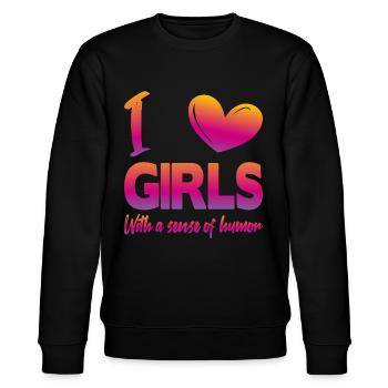 J’aime les filles - Sweat bio CHANGER Stanley/Stella Unisexe - noir - Devant - Nik (191cm) & Marisol (170cm)