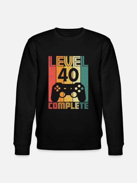 40-årsdag Gamer Level 40 Komplett 40 år - Ekologisk sweatshirt CHANGER unisex från Stanley/Stella - svart
