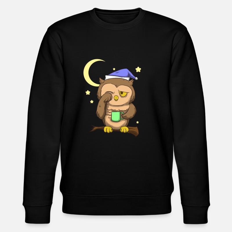 Kaffee Eule Nachteule - Stanley/Stella Unisex Bio-Sweatshirt CHANGER  - Schwarz