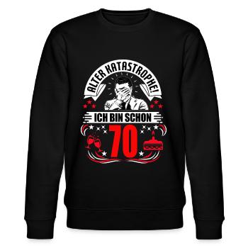70. Geburtstag Mann Geschenk lustig Geburtstag 70 - Stanley/Stella Unisex Bio-Sweatshirt CHANGER  - Schwarz - Vorne - Nik (191cm) & Marisol (170cm)