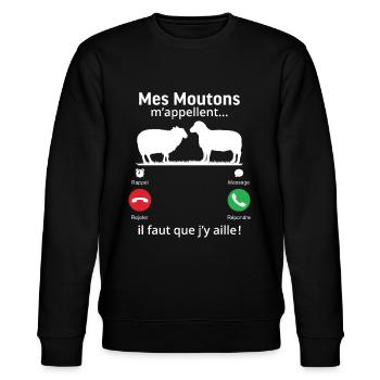 mes moutons m'appellent il faut que j'y aille! - Sweat bio CHANGER Stanley/Stella Unisexe - noir - Devant - Nik (191cm) & Marisol (170cm)
