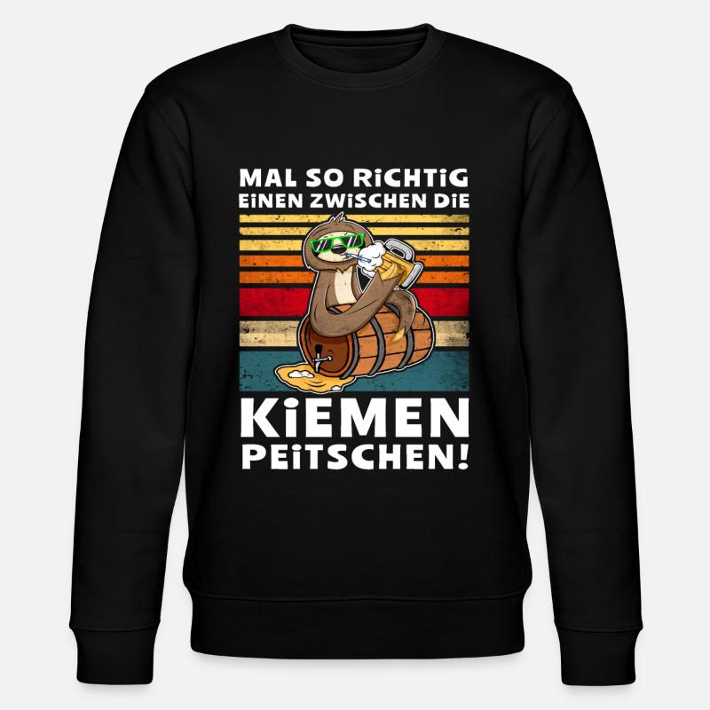 Bier Kiemen Peitschen Faultier Trinksprüche - Stanley/Stella Unisex Bio-Sweatshirt CHANGER  - Schwarz