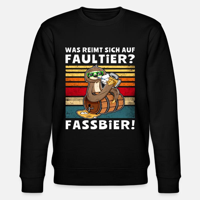 Bier Faultier Trinksprüche - Stanley/Stella Unisex Bio-Sweatshirt CHANGER - Schwarz