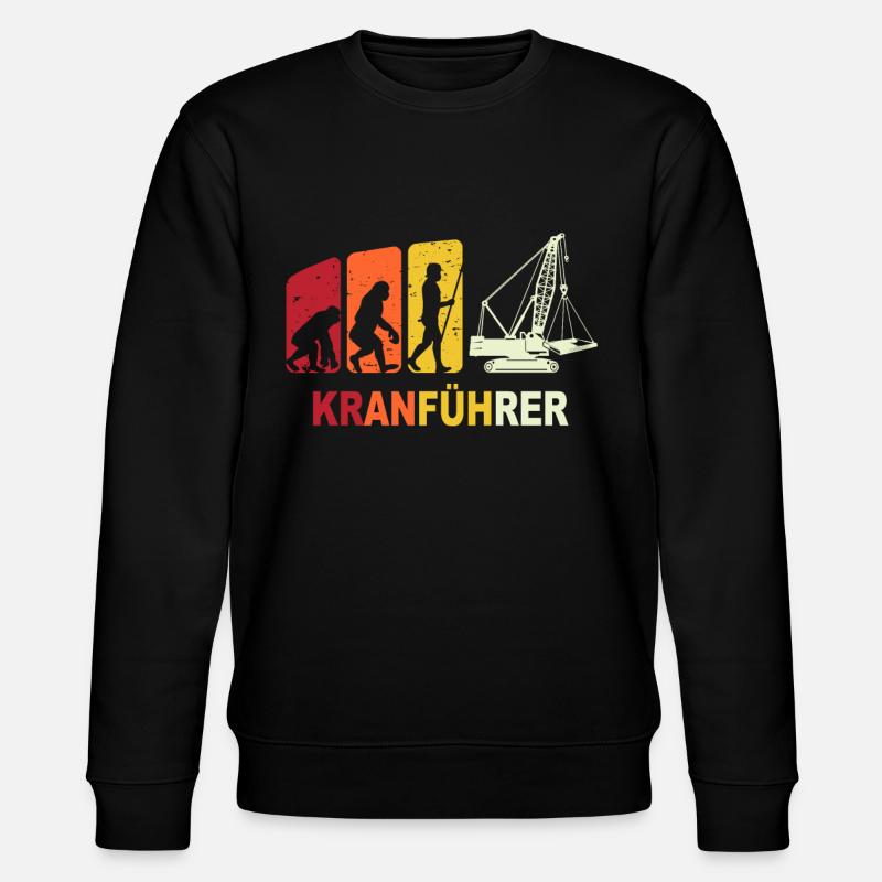 Kranfahrer Evolution Kranführer Kran - Stanley/Stella Unisex Bio-Sweatshirt CHANGER  - Schwarz