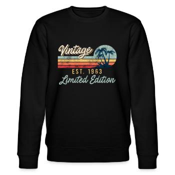 Limited Edition 1963 60. Geburtstag Herren - Stanley/Stella Unisex Bio-Sweatshirt CHANGER  - Schwarz - Vorne - Nik (191cm) & Marisol (170cm)