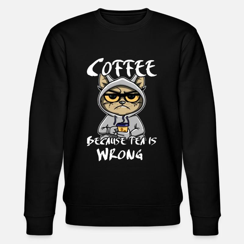 Coffee Drinking Cat Tea - Stanley/Stella CHANGER Unisex Organic Sweatshirt - black