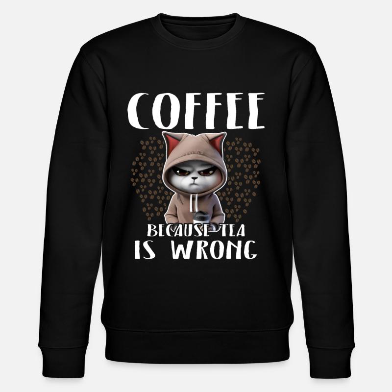 Coffee Drinking Cat Tea - Stanley/Stella CHANGER Unisex Organic Sweatshirt - black