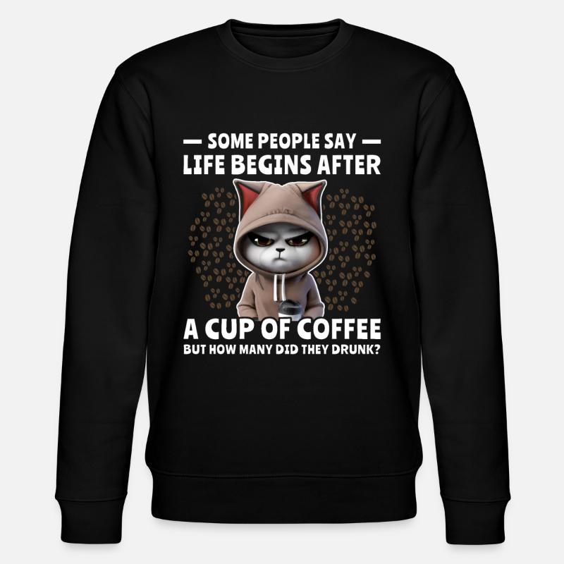 Kaffee Katze Kaffeetrinker - Stanley/Stella Unisex Bio-Sweatshirt CHANGER  - Schwarz
