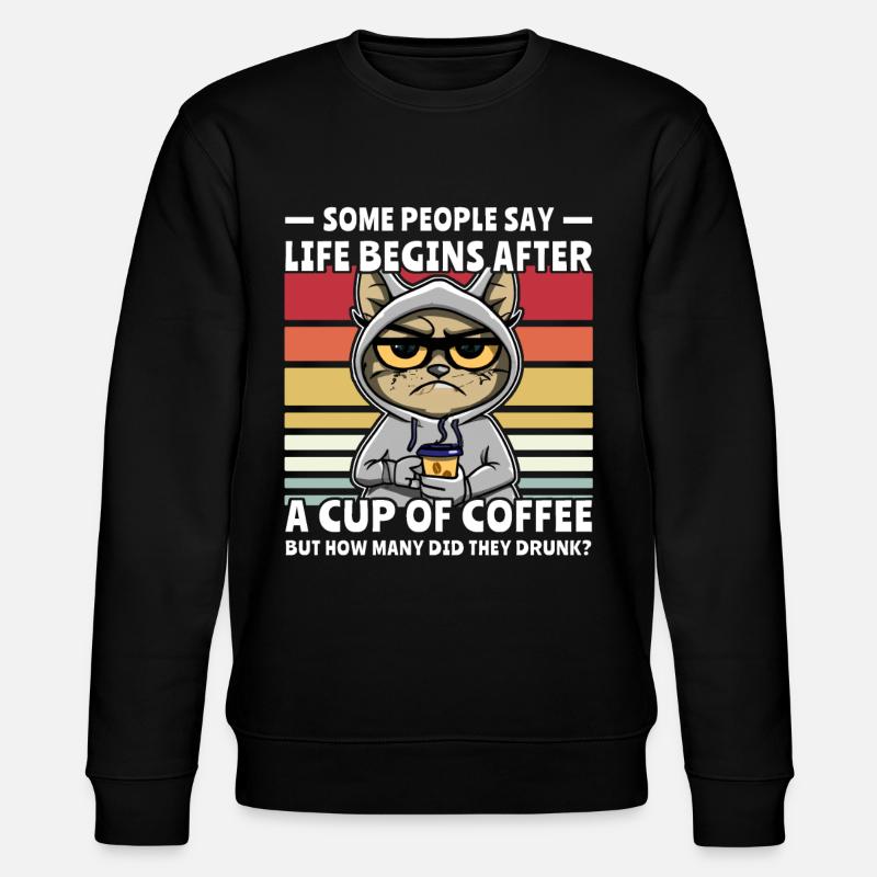 Café Retro Cat - Sweat bio CHANGER Stanley/Stella Unisexe - noir