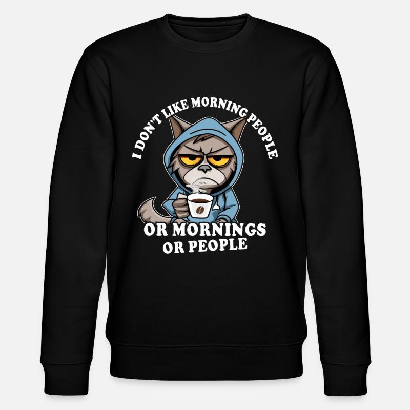 Morgenmuffel Kaffeetrinker Katze Kaffee - Stanley/Stella Unisex Bio-Sweatshirt CHANGER  - Schwarz