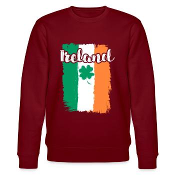 Ireland Shamrock St. Patrick's Day - Stanley/Stella CHANGER Unisex Organic Sweatshirt - burgundy - Front - Nik (191cm) & Marisol (170cm)