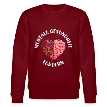 Mentale Gesundheit fördern Mental Health - Stanley/Stella Unisex Bio-Sweatshirt CHANGER  - Burgunderrot - Vorne - Nik (191cm) & Marisol (170cm)