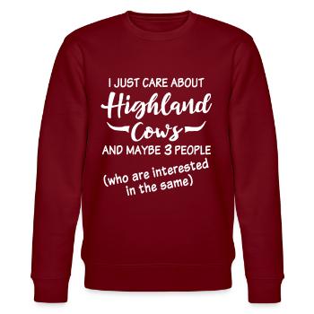 Highland Cow - Stanley/Stella Unisex Bio-Sweatshirt CHANGER  - Burgunderrot - Vorne - Nik (191cm) & Marisol (170cm)