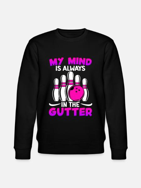 Bowling Funny My Mind is Always in Gutter - Stanley/Stella Uniseks bio-sweatshirt CHANGER  - zwart