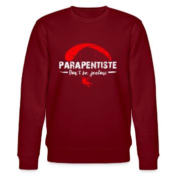 Paragliding Parapentiste Don ́t be Jealous - Stanley/Stella CHANGER Unisex Organic Sweatshirt - burgundy - Front - Nik (191cm) & Marisol (170cm)