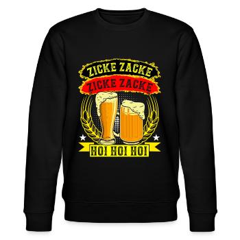 Zacke Zacke Hoi Hoi Hoi - Stanley/Stella Unisex Bio-Sweatshirt CHANGER  - Schwarz - Vorne - Nik (191cm) & Marisol (170cm)