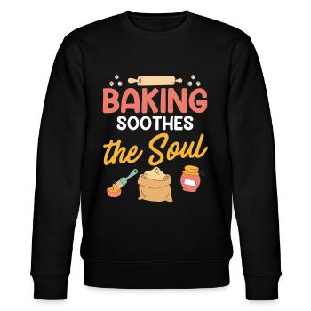 Baking Soothes the Soul Backteig Hobby Bäcker - Stanley/Stella Unisex Bio-Sweatshirt CHANGER  - Schwarz - Vorne - Nik (191cm) & Marisol (170cm)