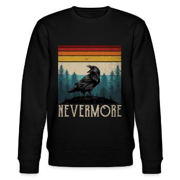 Nevermore Edgar Allan Poe Nimmermehr Rabe Geschenk - Stanley/Stella Unisex Bio-Sweatshirt CHANGER  - Schwarz - Vorne - Nik (191cm) & Marisol (170cm)