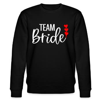 Team Bride I Junggesellinnen JGA Hochzeit - Stanley/Stella Unisex Bio-Sweatshirt CHANGER  - Schwarz - Vorne - Nik (191cm) & Marisol (170cm)