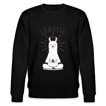 Llamaste | Kawaii Lama | Yoga Namaste Alpaca - Stanley/Stella Unisex Bio-Sweatshirt CHANGER  - Schwarz - Vorne - Nik (191cm) & Marisol (170cm)