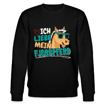 Norwegisches Fjordpferd | Norweger Pferd Liebe - Stanley/Stella Unisex Bio-Sweatshirt CHANGER  - Schwarz - Vorne - Nik (191cm) & Marisol (170cm)