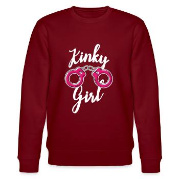 Bondage BDSM Kinky Girl Handschellen Sub Geschenk - Stanley/Stella Unisex Bio-Sweatshirt CHANGER  - Burgunderrot - Vorne - Nik (191cm) & Marisol (170cm)