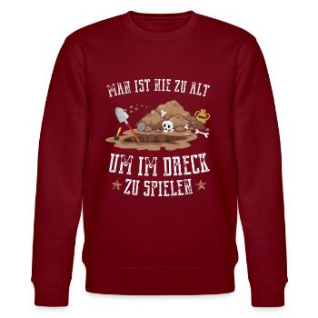 Lustig Archäologe Archäologie Ausgrabung Geschenk - Stanley/Stella Unisex Bio-Sweatshirt CHANGER  - Burgunderrot - Vorne - Nik (191cm) & Marisol (170cm)