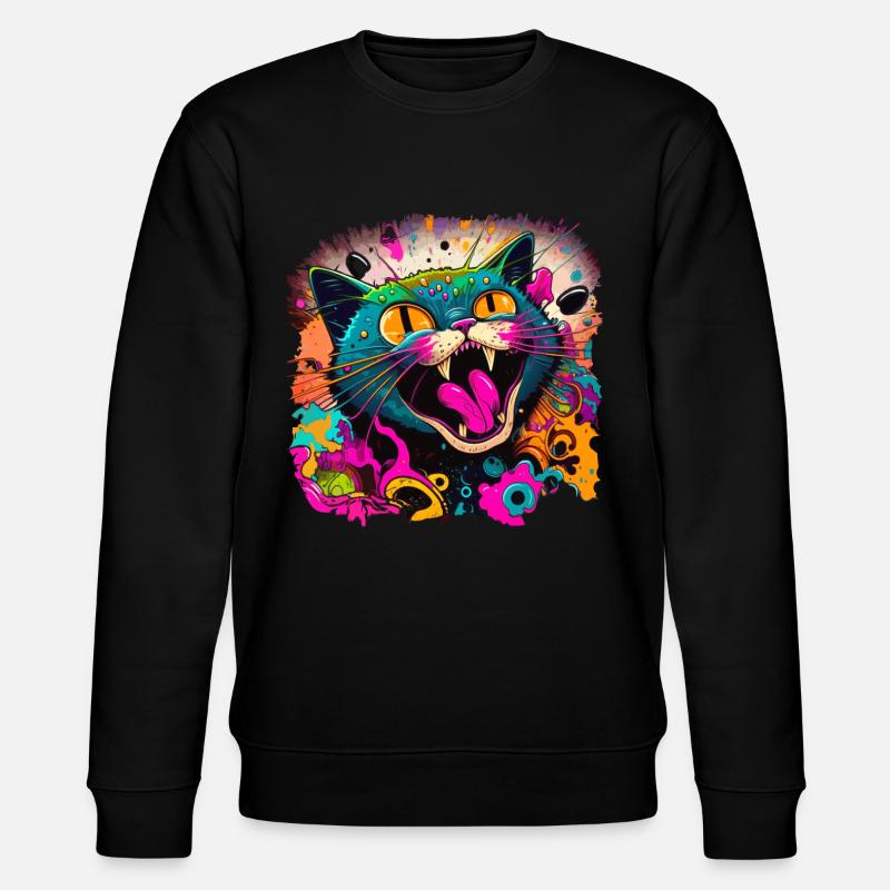 Katze im Graffiti Stil - Stanley/Stella Unisex Bio-Sweatshirt CHANGER - Schwarz