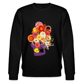 Floral Skull - Stanley/Stella CHANGER Unisex Organic Sweatshirt - black - Front - Nik (191cm) & Marisol (170cm)