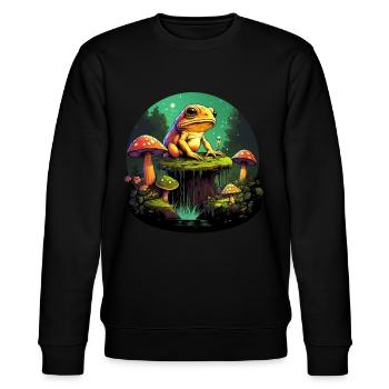 Grenouille Cottagecore dans une forêt magique - Sweat bio CHANGER Stanley/Stella Unisexe - noir - Devant - Nik (191cm) & Marisol (170cm)