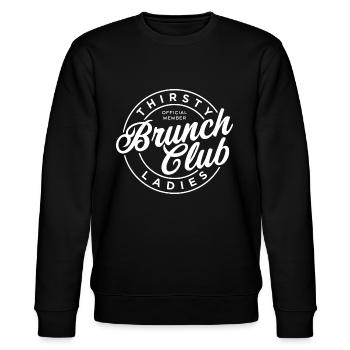 Durstiger Damen-Brunch-Club - Stanley/Stella Unisex Bio-Sweatshirt CHANGER  - Schwarz - Vorne - Nik (191cm) & Marisol (170cm)
