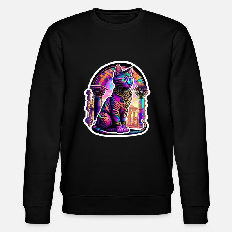 Egypt Cat Psychedelic - Stanley/Stella Unisex Bio-Sweatshirt CHANGER - Schwarz