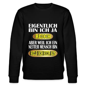 Lustiger Spruch Lustige Sprüche - Stanley/Stella Unisex Bio-Sweatshirt CHANGER  - Schwarz - Vorne - Nik (191cm) & Marisol (170cm)