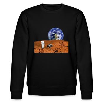 blick vom mond auf die erde mit astronaut rover - Stanley/Stella Unisex Bio-Sweatshirt CHANGER  - Schwarz - Vorne - Nik (191cm) & Marisol (170cm)