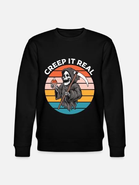 Halloween Skeleton with Scythe - Stanley/Stella CHANGER Unisex Organic Sweatshirt - black