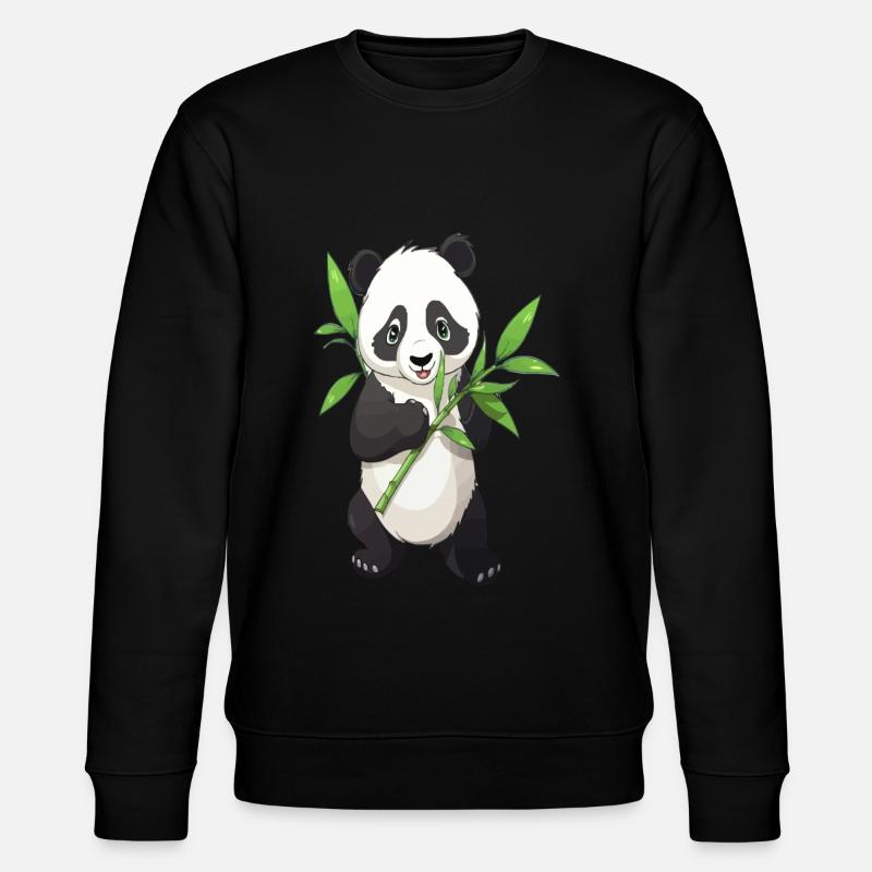 Panda mit Bambus - Stanley/Stella Unisex Bio-Sweatshirt CHANGER  - Schwarz
