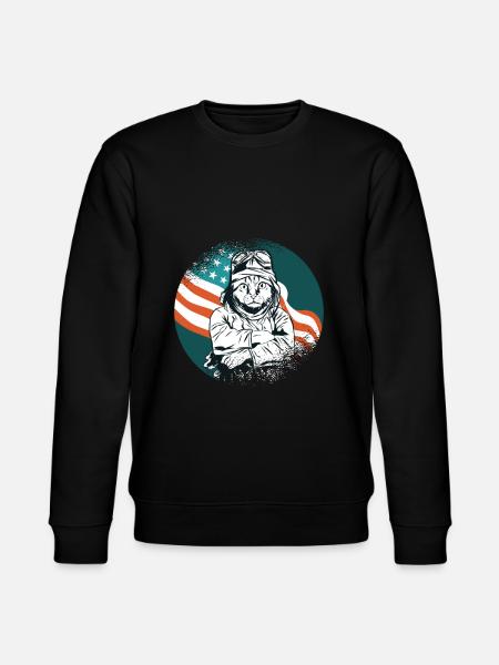 Pilot plane cat kitten - Stanley/Stella CHANGER Unisex Organic Sweatshirt - black