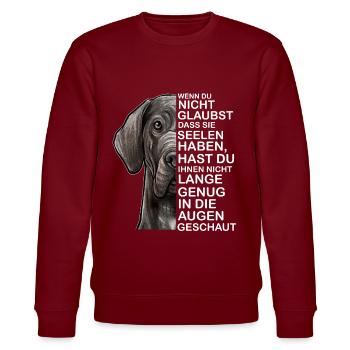 Deutsche Dogge Seele - Stanley/Stella Unisex Bio-Sweatshirt CHANGER  - Burgunderrot - Vorne - Nik (191cm) & Marisol (170cm)